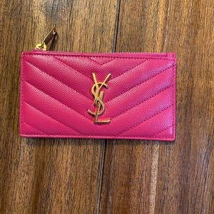 YSL monogram fragments zip card case